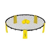 GARVIDA Spikeball Set - Slam Ball Spiel | Mini-Volleyball-Set mit Netz, 3 Bällen, Tasche und Pumpe |  Lebhaftes, actionreiches & Wettkampf 2v2 Spiel | Einfach mitzunehmen und aufzubauen [schwarz gelb]