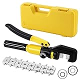 HSEAMALL 10T Hydraulische Crimpzange,Hydraulisch Presszange Kabelschuhe Crimpzangen 4–70 mm² Kupfer und Aluminium-Kabelschuh Crimpwerkzeug-Set