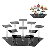 Segutage Acryl-Präsentationsständer mit 10 Bändern, Parfüm-Organizer und Aufbewahrungsständer, Schmuck, Cupcakes, Konutertop, Schreibtisch-Display-Riser, Stufen für Dekoration und Organizer (schwarz)