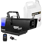 BeamZ RAGE1800SNOW Schneemaschine mit Flüssigkeit, 1800 W Schnee Maschine mit Fernbedienung, Snow Machine inkl. 5L Schneefluid, DMX, Timer, mini Schneekanone Garten, Party Gadget, Winter Simulation