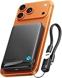 INIU für Magsafe Power bank, Qi2-zertifiziert, Schlanksten 10000mAh 45W Magnetische Powerbank, Ultraschnelles Externe Handyakkus, mit Schlüsselband USB C Kabel & Ständer, nur für iPhone 17 16 15 14 13