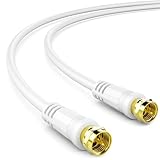 deleyCON 2m SAT TV Antennenkabel Koaxial Kabel HDTV 4-Fach Schirmung DVB-S DVB-S2 Radio DAB Vergoldete Metallstecker Weiß