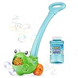 Cheeky Bubbles - Seifenblasenmaschine Kinder Rasenmäher, Bubble Machine für Kinder ab 3 Jahren, Kinder Rasenmãher mit Seifenblasen Flãssigkeit Seife, 1000 Seifenblasen/Min, Freddie der Frosch