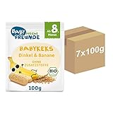 BABY FRECHE FREUNDE Bio Baby Kekse Dinkel & Banane, Baby Snack für Babys ab 8 Monaten, ohne Zuckerzusatz, vegan, 7er Pack (7 x 100g)