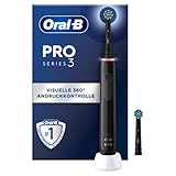 Oral-B PRO 3 3000 Elektrische Zahnbürste — Electric Toothbrush Inkl. 2 CrossAction Aufsteckbürsten mit 3 Putzmodi und visueller 360° Andruckkontrolle für Zahnpflege, Zahnbürste Elektrisch — Schwarz