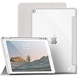 aoub Hülle für iPad 9. Generation 2021/iPad 8. Generation 2020/iPad 7. Generation 2019, Smart Folio Hülle mit Stifthalter für iPad 10,2 Zoll, Hülle für iPad 9/8/7, Transparente Rückseite, Grau