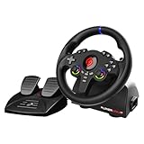 SUBSONIC – Superdrive 220 RS-5 Lenkrad – PS5-LED-Rennlenkrad mit zwei Joysticks, 180°-Drehung, Pedalen und Schaltwippen. Kompatibel mit PS5 und PC – Schwarz