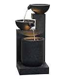 Dehner Gartenbrunnen Samson, Terassenbrunnen frostbeständig, Brunnen für Außen, mit LED Beleuchtung, ca. 100 x 54.5 x 54.5 cm, Polyresin, schwarz