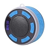 Bewinner Bluetooth-Duschlautsprecher mit Saugnapf, LED-Uhrbatterieanzeige, RGB-Licht, 360°-Stereo-Sound, Wasserdichter Tragbarer Lautsprecher für Badezimmer und Außenbereich (Blue)