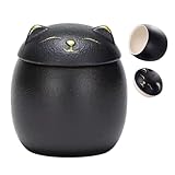 Katzenurnen – wasserdichte Keramik-Gedenkbox, weißer großer dekorativer Andenkenbehälter, 500 ml Aschebehälter, Pfotenabdruck-Erinnerungsurne | -Asche-Urne für Hunde, Welpen, Kätzchen,