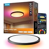 Govee Deckenlampe RGBIC 24W, Smart Led Deckenleuchte Ø30cm Kompatibel mit Matter, Alexa & Google Assistant, Deckenlampe Led Dimmbar mit 16 Millionen DIY Farben, für Schlafzimmer, Wohnzimmer, Schwarz