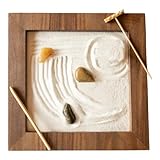 Zen-Garten, Zen-Garten aus Holz, Retro-Schreibtischdekoration, schöne Heimdekoration, Miniaturgarten, Schreibtisch-Meditationsgarten, langlebiger Zensand für R