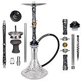 ShishaMe Secret Edelstahl Epoxid Shisha Set Komplett - Spezielles Blow-Off System - Wasserpfeife Shisha Set groß inkl. 150cm Shisha Schlauch mit Epoxid Mundstück und viel Zubehör