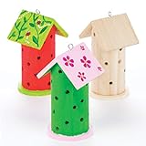 Baker Ross AV954 Marienkäfer-Häuschen aus Holz für Kinder zum Basteln und Gestalten (2 Stück), 13cmx7cm, Holzfarben