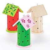 Baker Ross AV954 Marienkäfer-Häuschen aus Holz für Kinder zum Basteln und Gestalten (2 Stück), 13cmx7cm, Holzfarben