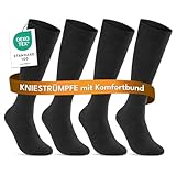 sockenkauf24 Kniestrümpfe Herren Damen 39-42 Schwarz Baumwolle mit Komfortbund 22105 WP (4 Paar 39-42)