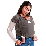 Sleepy Wrap Tragetuch Baby Neugeboren bis Kleinkind - Baumwoll Baby Tragetuch Neugeborene, Stilltuch für unterwegs, Einfach zu bindende Babytrage ab Geburt bis 15kg (Dunkelgrau)