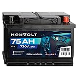HeyVolt Autobatterie 12V 75Ah 720A/EN Starterbatterie,...