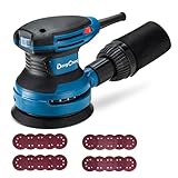 DongCheng Exzenterschleifer 380W, 125mm Schleifmaschine, 6 Geschwindigkeiten 8,000-12,800 U/min mit Staubfangbehälter und 20 Schleifpapier, ideal für professionelle Holzbearbeitung und Schleifarbeiten