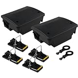 oupados Köderstation Ratten Set 2X Köderbox Garten Mausfalle Mäuse mit 4X Externe RattenfallenSchlagfalle Rattenköderbox Rattenköderstation Rattenfalle für den Garten, giftfrei- Grüne Profi-Qualität