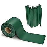 Garronda Sichtschutzstreifen 19 cm x 50 m aus PVC mit Befestigungsclips Zaun Sichtschutz für Balkon und Parkan UV-beständige Sichtschutzfolie für Garten GD-0173, Grün RAL6005