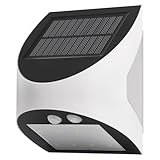 EMOS - LED Solarlampe LUMI für Außen mit Bewegungsmelder - Solar Wandleuchte für Haus/Garten mit Ambient-Licht - Sensor-Reichweite 5m/120° - 2 Lichtmodi, Helligkeit max. 240lm, Neutralweiß - weiß