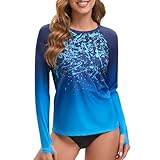Langärmeliger Rashguard für Damen, LSF 50+, Sonnenschutz, Schwimmen, schnelltrocknend, für Wasser- und Outdoor-Sportarten, Größe S, Schrittweise Veränderung, 16-18