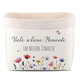 Xuniea Brotkorb Viele schöne Momente IM NEUEN ZUHAUSE Geschenk zum Umzug oder Auszug Brötchenkorb Einzugsgeschenk Brottasche Geschenkidee zum Einzug Brotkorb aus Stoff (Blumen)