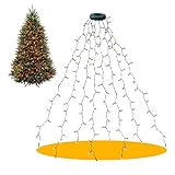 Christbaumbeleuchtung mit Ring, 280 LEDs Weihnachtsbaum Lichterkette mit 8 Stränge 2m Tannenbaum lichterkette Weihnachtsbeleuchtung Lichternetz für 150cm-240cm Baum, Bunt