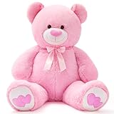 Yeqivo Riesen Teddybär Große Kuscheltiere Plüsch Großer Stofftier Bär Giant Teddy Bear für Freundin Kinder Weihnachten Valentinstag (110CM,Pink Love)