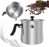 Milchtopf, Doppelwandiger Milchtopf aus Edelstahl, 2 Liter Milchtopfs mit Deckel und Rutschfester Kunststoffgriff für alle Herdarten Geeignet (2.5L)