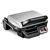 Tefal 3in1 Kontaktgrill, mit Überback-Funktion, doppelte Grillfläche wenn aufgeklappt als Tischgrill/BBQ, Sandwich, Steak, Panini, regelbarer Thermostat, antihaftbeschichtet, Grau, GC3060