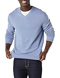 Amazon Essentials Herren V-Ausschnitt Pullover aus Baumwolle, Normale Passform, Staubblau, M