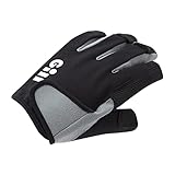 Gill Deckhand Segelhandschuhe – Kurze Finger mit ¾ Langen Fingern – 50+ UV-Sonnenschutz und wasserabweisend (schwarz, L)