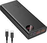 Baseus Powerbank, 65W Power Bank 20000mAh, Laptop Powerbank PD QC 4+, Externe Handyakkus USB-C Input & Output, für Steam Deck Rog Ally MacBook, Dell, HP, Notebook, iPhone, Galaxy