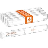 Lifewit 4er Set Kunststoff Schubladentrenner für Innenlänge 40–50cm & Höhe＞6cm Schubladen, Verstellbar Organizer Ordnungssystem für Kleiderschrank/Schlafzimmer/Kommode/Küche/Büro, Transparent