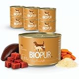 BIOPUR Bio Leberdiät Hundefutter – Premium Nassfutter für Hunde in 100% Lebensmittelqualität – Getreidefreies Diätfutter für Hunde – Hochwertiges Bio Nassfutter bei Leberinsuffizienz – 6 x 400g Dose