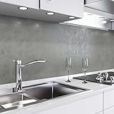 danario Küchenrückwand selbstklebend - 3D-Optik - Spritzschutz Küche - versteifte PET Folie - 0,75 mm - Beton dunkel - 60cm x 220cm