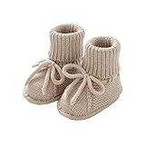 Babyschuhe für Neugeborene, Kleinkinder, Socken, Stricken, Häkeln, Jungen und Mädchen, gemütliche Schuhe, Kleinkind, Mädchen, Stiefel, niedlich, beige, 0-3 Monate