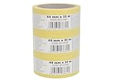 Scley Abdeckband, Kreppband Breite 48mm, Länge 33m, 3 Stück Malerband, Malerkrepp gelb, Klebeband für Malerarbeiten Serie *545*, A0303-450148