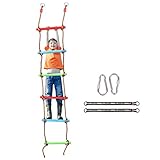 REDCAMP Strickleiter Kinder Outdoor, 2m Kletterleiter Klettergerüst mit sechs Kunststoffsprossen, Lange Kletterseil Hängeleiter für Spielset Garten Baumhaus, bis ca. 150 kg