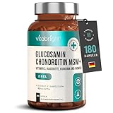 Glucosamin Chondroitin Hochdosiert 2127mg,180 Glucosamin Kapseln, Glucosamin Chondroitin MSM Kurkuma Ingwer Hagebutte, Gelenkkapseln Hochdosiert, Glucosamin Pulver Kapseln, VitaBright Glucosamin Vegan