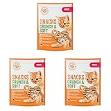 MERA Crunch & Soft mit Huhn & Käse, 200g köstliche Katzen Leckerlies, nahrhafter Katzensnack voller Vitamine und Mineralien, Knuspersnack mit cremiger Füllung (Packung mit 3)