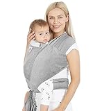 Lictin Tragetuch Baby Neugeboren, Tragetuch Baby Einfach zu binden, Babytrage Neugeborene ab Geburt, Babytragetuch aus Bio-Baumwolle, Babytrage Geburt bis 16 kg Grey