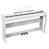 Bonnlo Digitalpiano mit 88 gewichteten Tasten, E-Piano Keyboard mit 3-Pedal-Einheit für Anfänger, MIDI-USB, Doppel-Bluetooth, LCD-Display, Stereolautsprechern, 800 Klänge und 200 Rhythmen, Weiß
