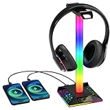 Dwqnvf Spielkopfhörerständer RGB-Licht mit USB-Anschlüssen 3,5-Mm-Audio-Touch-Kopfhörerständerlicht