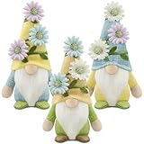 Gehydy Deko Frühling Wichtel Figuren 3er Set Blumenranke Frühlingsdeko Osterwichtel Deko Ostern Zubehör für Home Küche - Grün