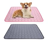 2 Stück Kühlmatten für Katzen und Hunde, 70x55cm Hunde Kühldecke, Hundematte Sommer, Pet Cooling Mat, Tragbare Atmungsaktive Haustiermatte für Zuhause Unterwegs oder im Auto (Rosa, Dunkelgrau)