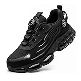 DecorDwell Sicherheitsschuhe Herren Damen Sportliche Arbeitsschuhe Leicht Atmungsaktiv Schnürsenkel Drehverschluss Stahlkappenschuhe Anti-Punktur Arbeit Versicherung Schuhe (Schwarz,42)