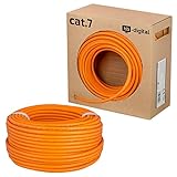 HB-DIGITAL 50m cat 7 Netzwerkkabel LAN Verlegekabel Cable - Übertragungsgeschwindigkeit bis zu 10 Gbit/s - Kupfer Profi S/FTP PIMF LSZH Halogenfrei Orange RoHS-Compliant cat. 7 Cat7 AWG 23/1